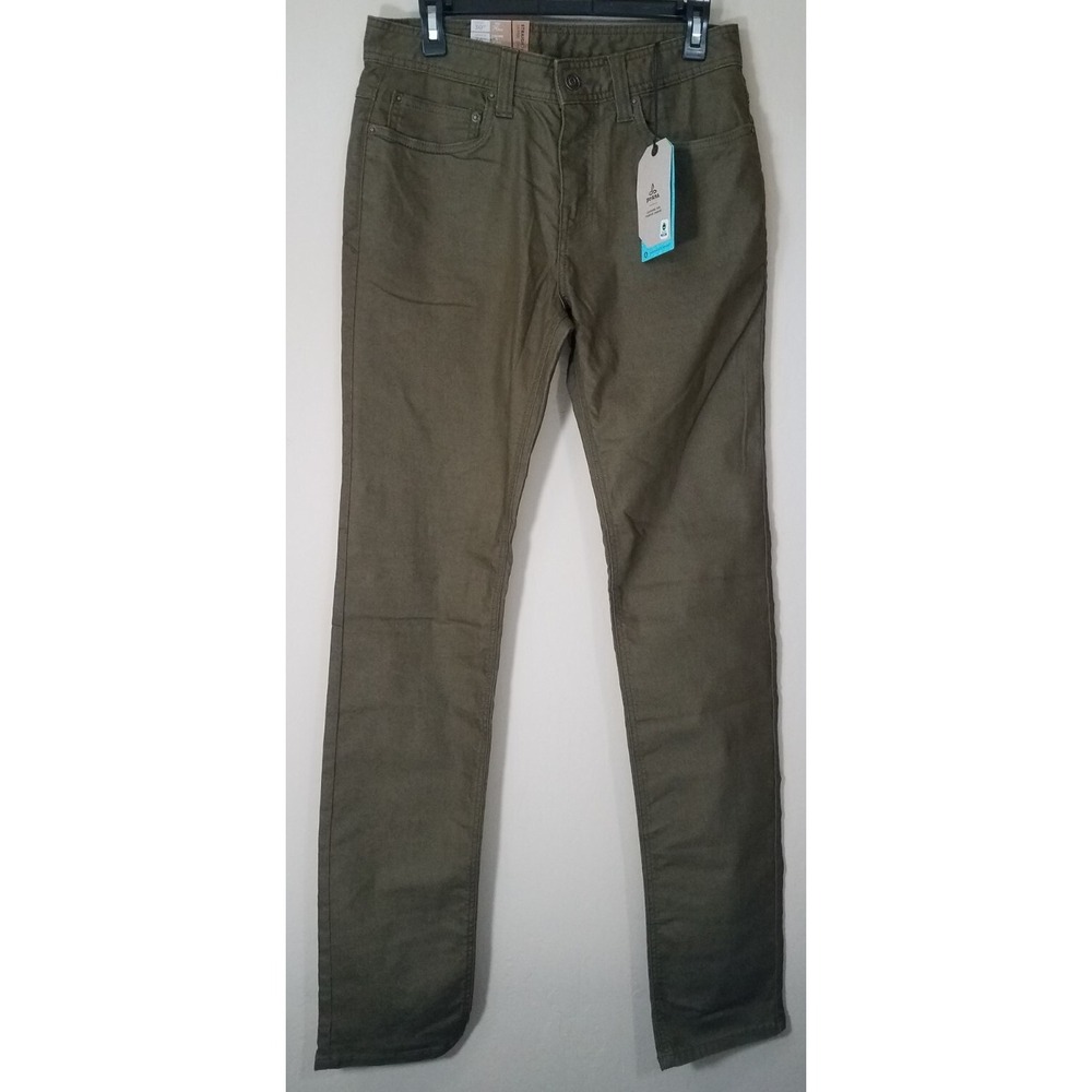 Prana Bridger Jeans Men 30x36 Slim Fit Straight Denim Organic Peat Green NEW